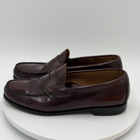 GH Bass Weejuns Mens 10 EE Burgundy Penny Loafers Leather Casual Slip On Shoes - Picture 2 of 9